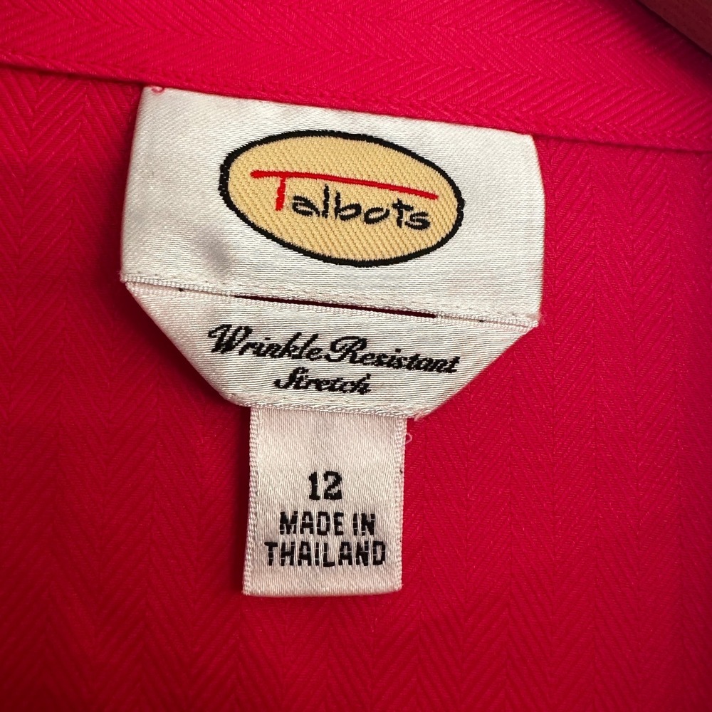 Talbots Womens 12 Pink Herringbone Wrinkle Resistant Stretch Button Down Shirt - Picture 4 of 7